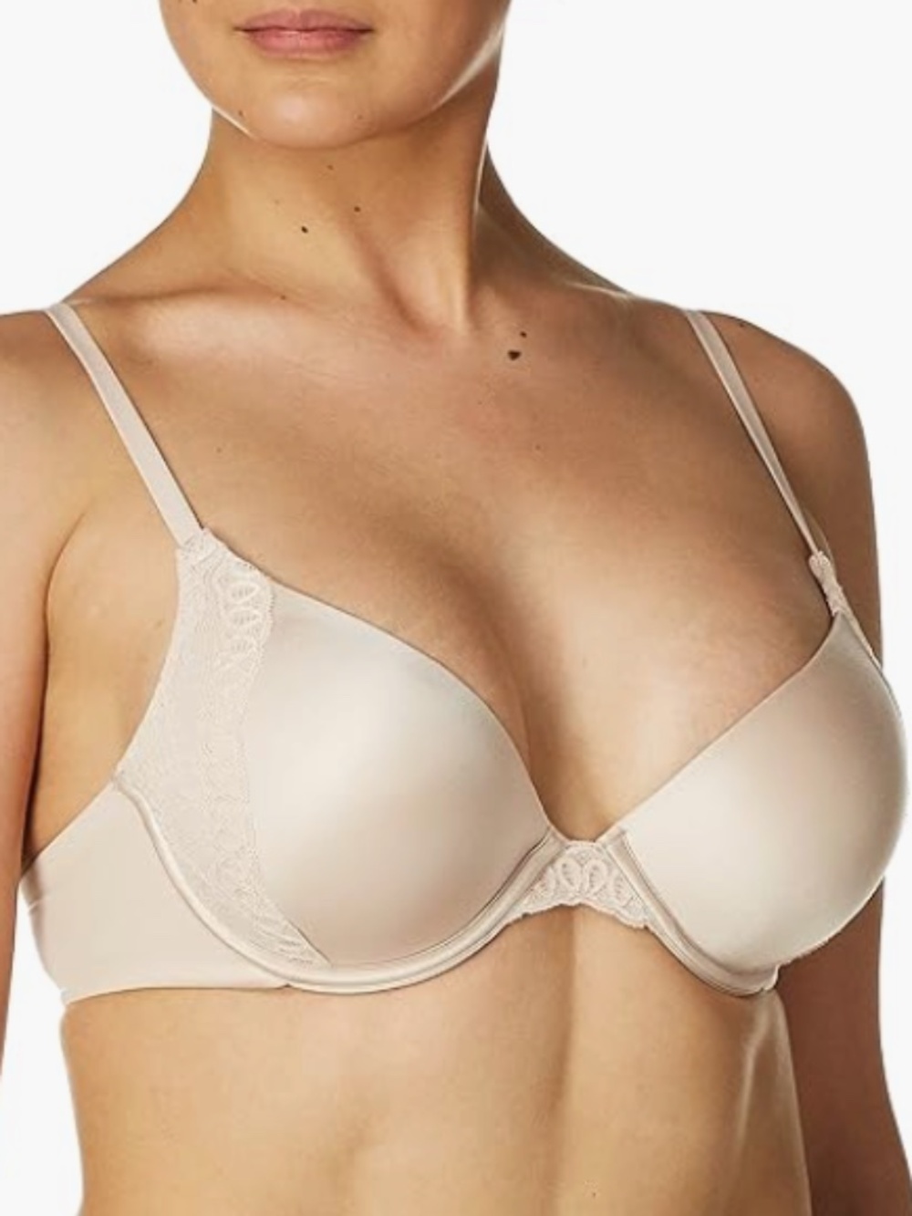 Maidenform Natural Boost Demi Underwire Push-up Bra Lace Trim Size 38B 11382